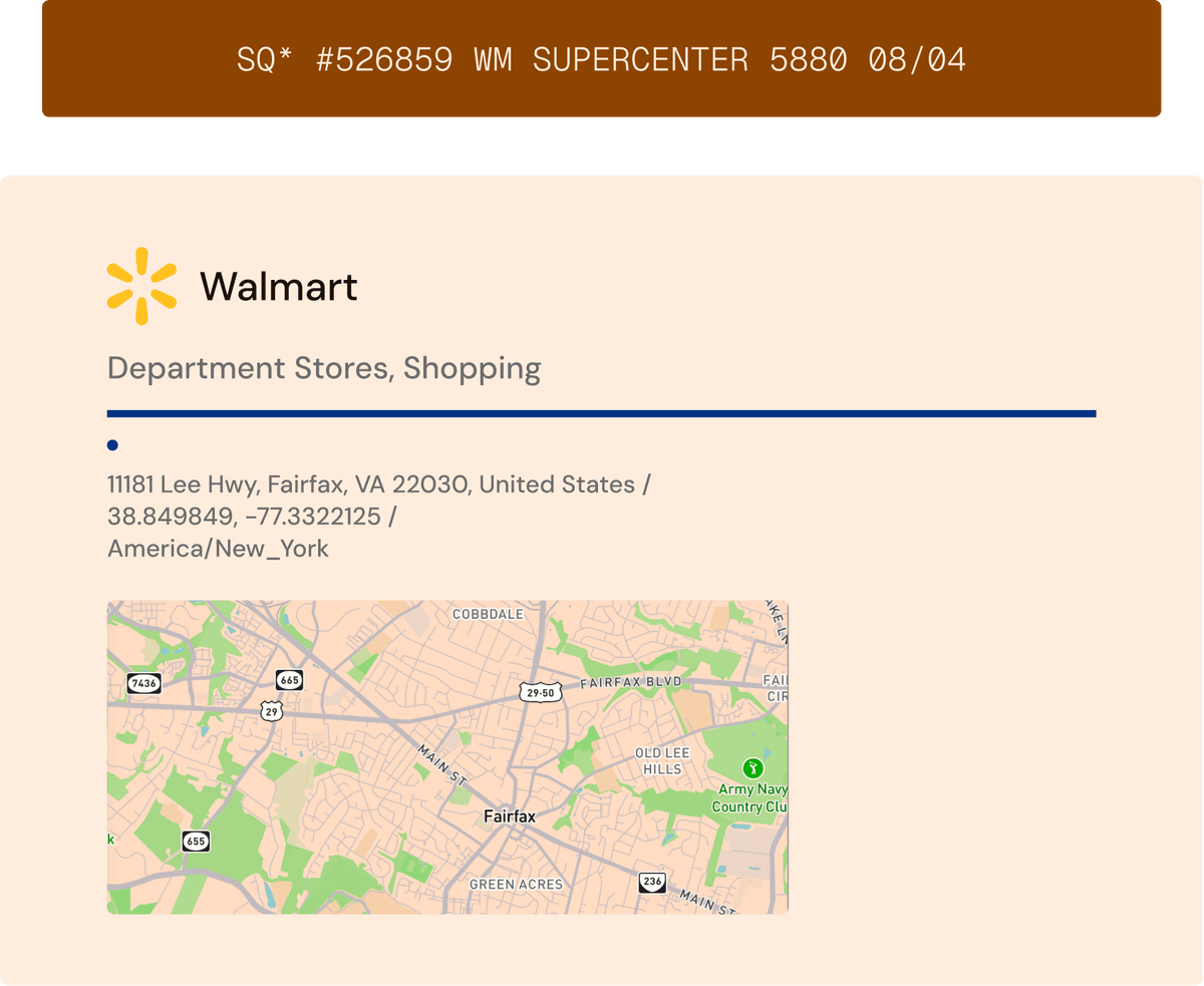 Triqai location enrichment map showing precise store-level transaction locations with coordinates and address details